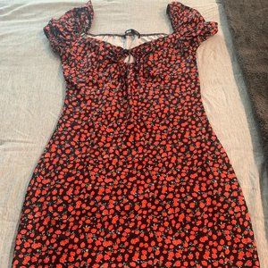 Red and black roses dress